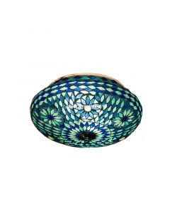 Blue oriental flush ceiling light mosaic, Mimoun