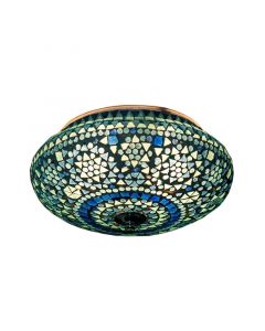 Blue oriental flush ceiling light mosaic, Mimoun