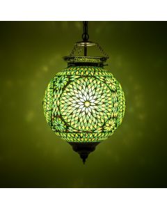 Green oriental pendant light mosaic, Aziza