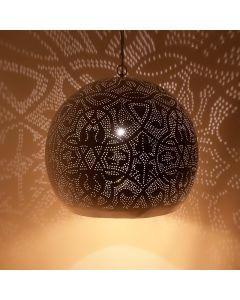 White oriental pendant light filigree, Alyssa