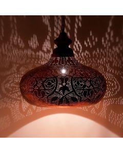 Copper oriental pendant light filigree, Zina