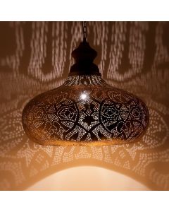 Golden oriental pendant light filigree, Zina