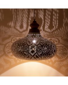 White oriental pendant light filigree, Zina