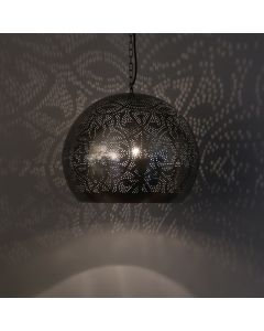 Silver oriental pendant light filigree, Kenza