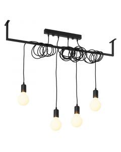 Industrial Pendant light Lauraine, Black, Steel, 4L