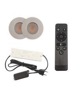 2 chrome porch spotlights Dico, IP65, with connection set and remote control