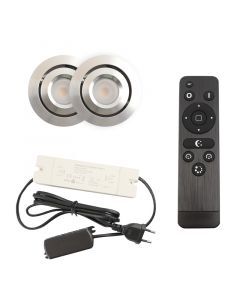 2 adjustable porch spotlights Rona, IP44, with connection set and remote control, chrome