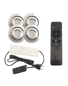 4 adjustable porch spotlights Rona, IP44, with connection set and remote control, chrome