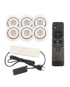 6 adjustable porch spotlights Rona, IP44, with connection set and remote control, white