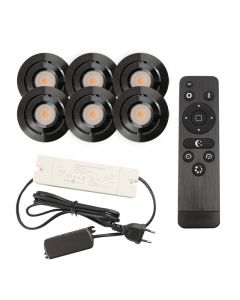 6 adjustable porch spotlights Rona, IP44, with connection set and remote control, black