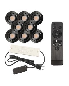 8 adjustable porch spotlights Rona, IP44, with connection set and remote control, black