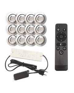 12 adjustable porch spotlights Rona, IP44, with connection set and remote control, chrome