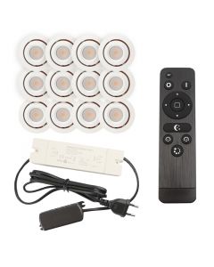 12 adjustable porch spotlights Rona, IP44, with connection set and remote control, white