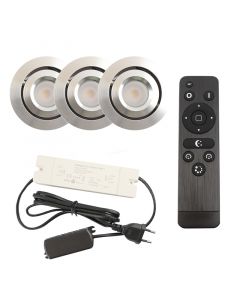3 adjustable porch spotlights Rona, IP44, with connection set and remote control, chrome