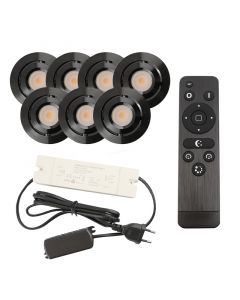 7 adjustable porch spotlights Rona, IP44, with connection set and remote control, black