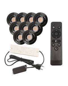 9 adjustable porch spotlights Rona, IP44, with connection set and remote control, black