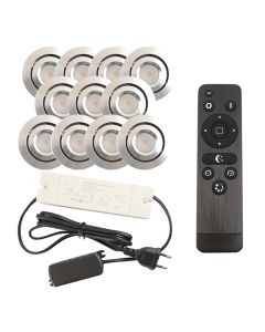 11 adjustable porch spotlights Rona, IP44, with connection set and remote control, chrome