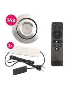 14 adjustable porch spotlights Rona, IP44, with connection set and remote control, chrome