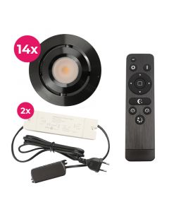 14 adjustable porch spotlights Rona, IP44, with connection set and remote control, black