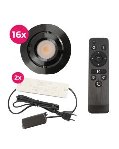 16 adjustable porch spotlights Rona, IP44, with connection set and remote control, black