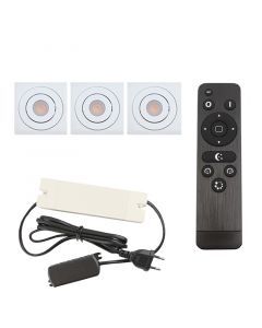 3 adjustable porch spotlights Rona square, IP44, with connection set and remote control, white