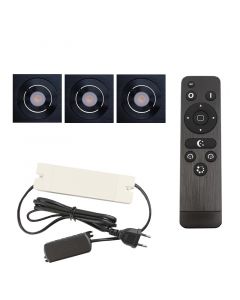 3 adjustable porch spotlights Rona square, IP44, with connection set and remote control, black