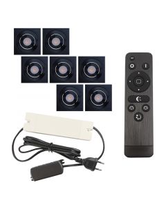 7 adjustable porch spotlights Rona square, IP44, with connection set and remote control, black