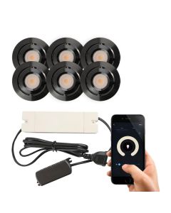 6 adjustable smart porch spotlights Rona, IP44, with connection set, black