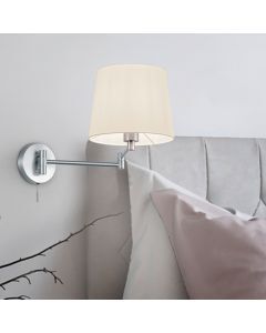 Nickel wall light classic, Niva, with pull switch