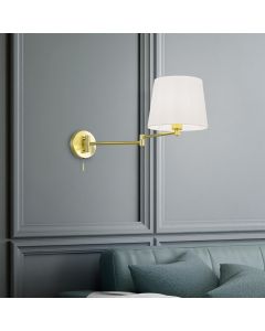 Brass wall light classic, Niva, with pull switch