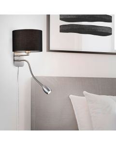 Nickel wall light metal, Ledbury, with switch