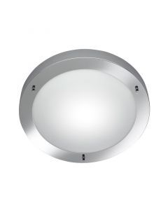 Nickel bathroom ceiling light glass, Hadleigh, IP44