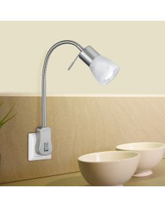 Nickel plug in wall light modern, Gustav, with switch