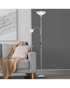 Grey floor lamp plastic, Pieter, with switch