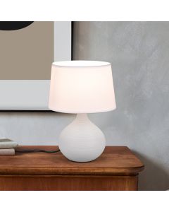 Ceramic table lamp white, Yesha, with switch