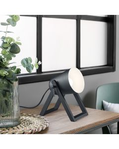 Wood table lamp black, Sacha, with switch