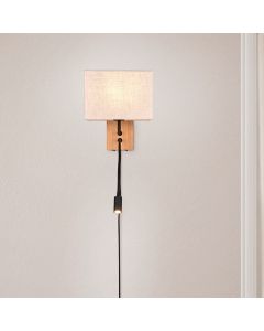 White wall light wood, Fransien, with switch