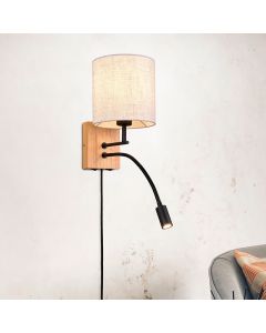 White wall light wood, Fransien, with switch