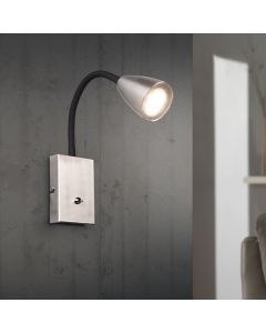 Nickel wall light modern, Joanne, with switch