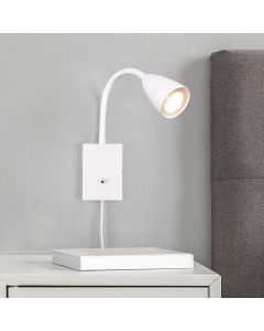 White wall light modern, Joanne, with switch