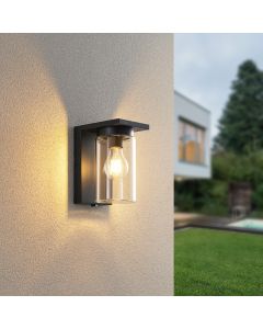 Black outdoor wall light with dusk to dawn sensor modern, Yves, IP44