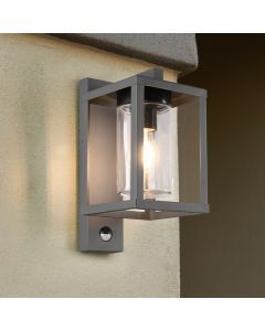 Anthracite outdoor wall light with motion sensor modern, Reini, IP44