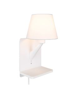 White wall light fabric, Tahir, with switch