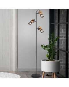 Black floor lamp vintage, Jessica, with switch