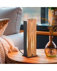 Rustic table lamp wood, Karijn, with switch