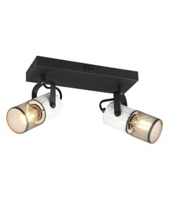 Black wall spotlight vintage, Marjet, with switch