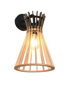 Rustic wall light wood, Peer, with switch