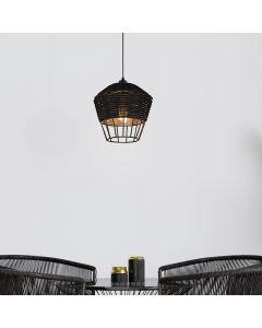 Rattan pendant light black, Mirne