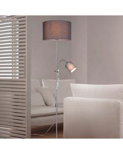 Nickel reading floor lamp modern, Edina, with switch