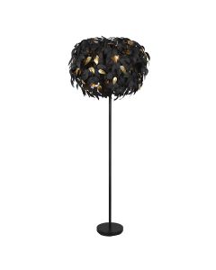 Black floor lamp retro, Urwa, with switch